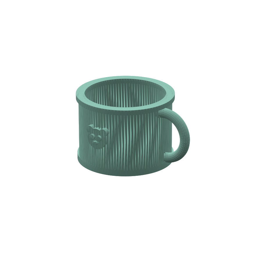 Rendu du véritable STL du porte-gobelet Panda Café